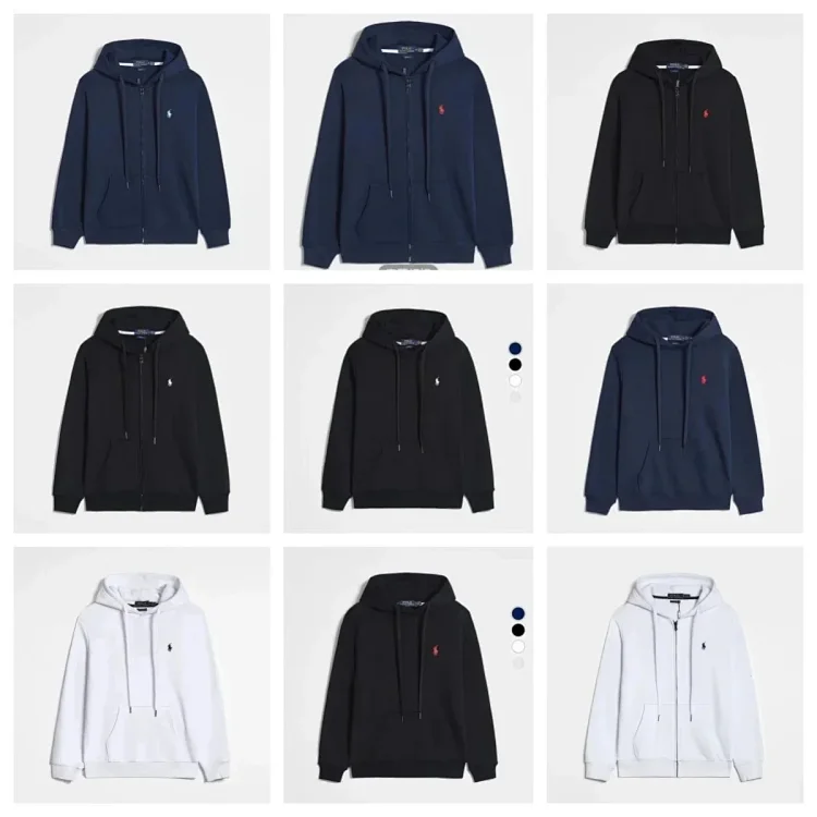 Polo zip up hoodie  ( 12 colors )
