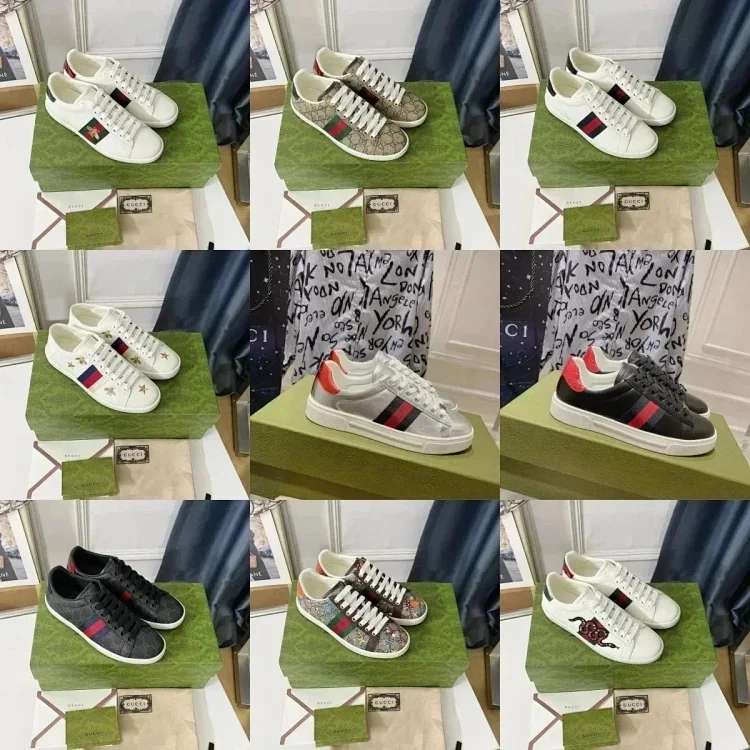 GUCCI ACE Round Toe Lace-Up Low-Top Sneakers -4