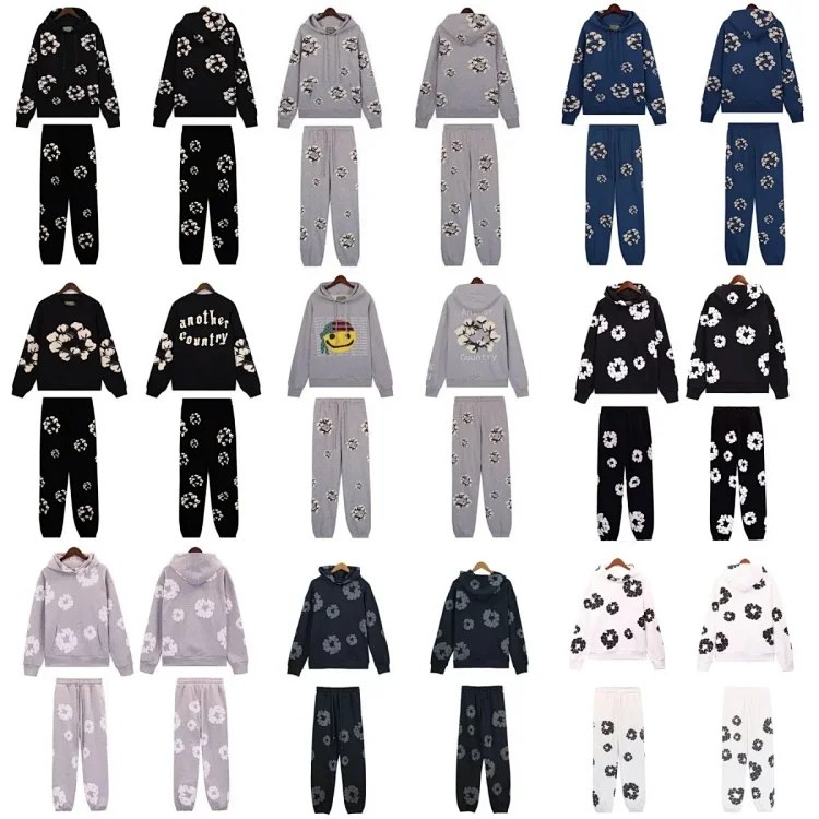 Floral Print Hoodie and Pants Set for Men and Women