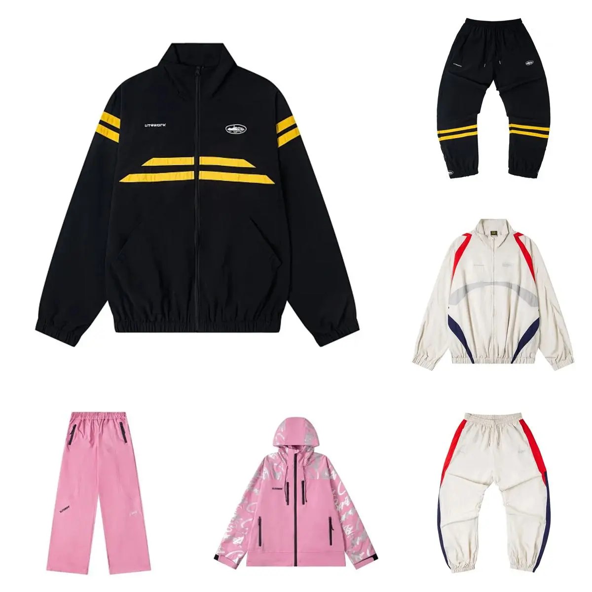 Black Track Jacket with Yellow