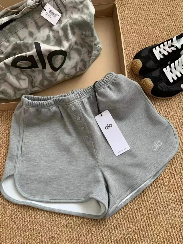 ALO Letter Elastic Waist Casual Sports Fitness Shorts [2 styles] -2