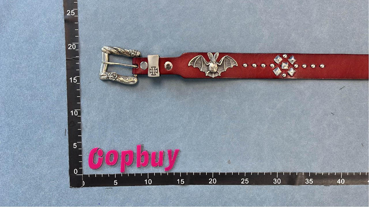 Chrome Hearts Gothic Bat Buckle Leather Belt [2 styles] -4