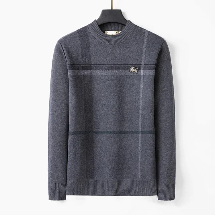 Men's Classic Plaid Knit Sweater with Embroidered Logo [2 styles]