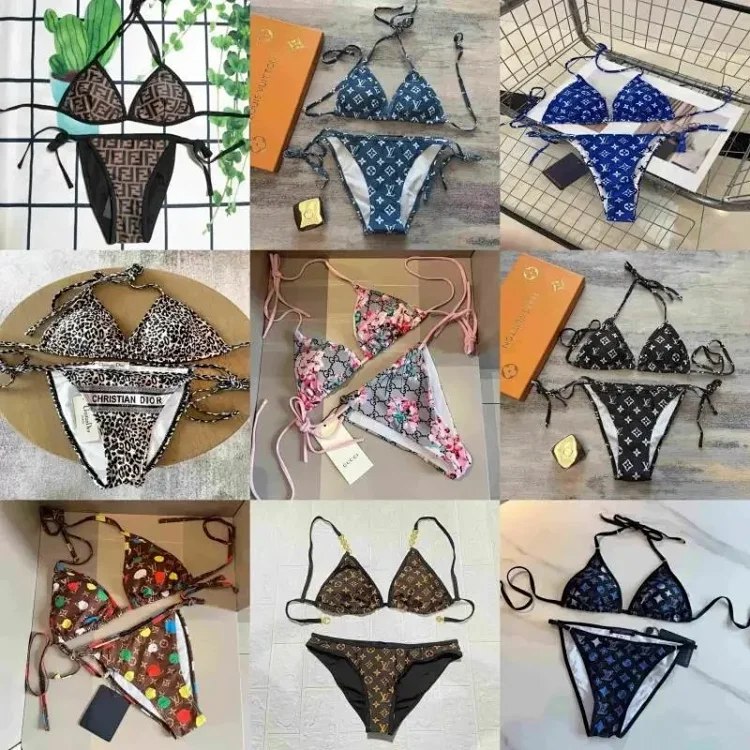  LV Monogram, Gucci GG Supreme, Fendi FF, Dior Oblique, Chanel Camellia Bikini Sets [40 styles]