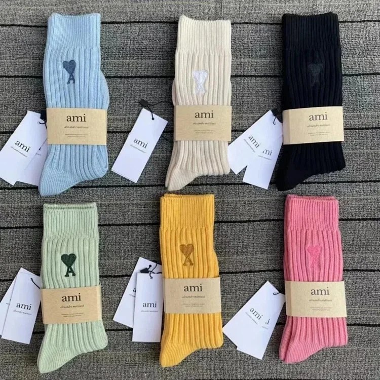 ami alexandre mattioni Heart Letter Ribbed High Socks [29 styles] -4