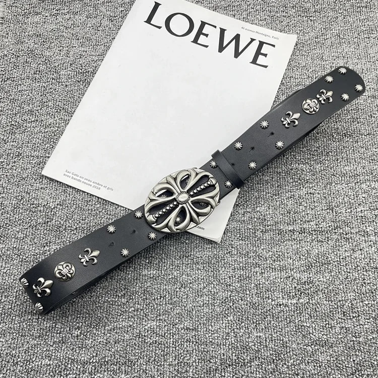   Loewe Embossed Flower Buckle Leather Belt for Women