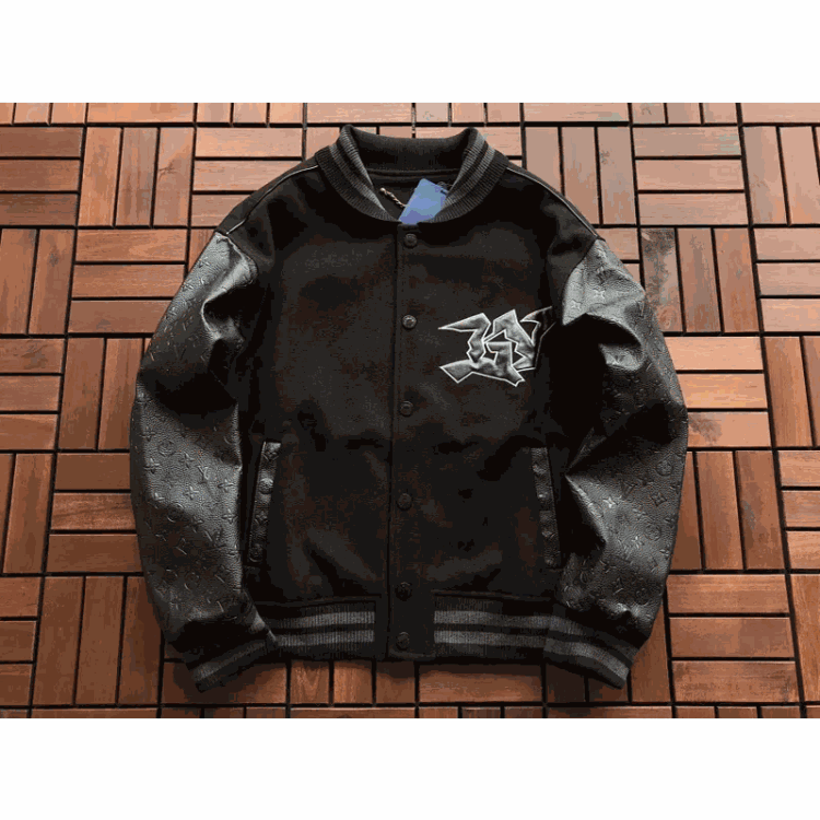  LV Monogram Black Leather Baseball Jacket with Star Logo [29 styles]