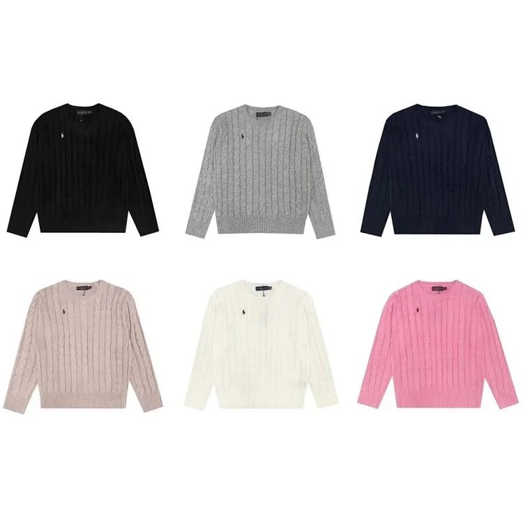Ralph Laure Polo Sport American style pony logo round neck long sleeve knit sweater