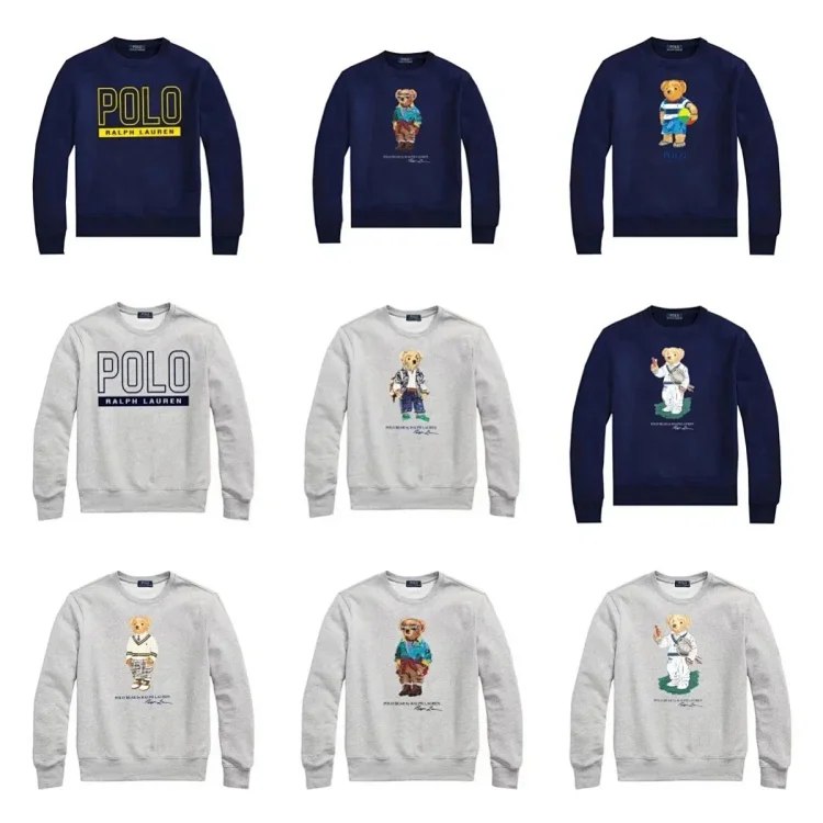 Ralph Laure Polo Sport Unisex Bear Print Autumn and Winter Sweatshirt
