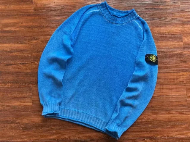 Stone Island Round Neck Badge Sweater Slim Knit Top -3