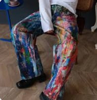  Graffiti Oil Painting Wide Jeans -3