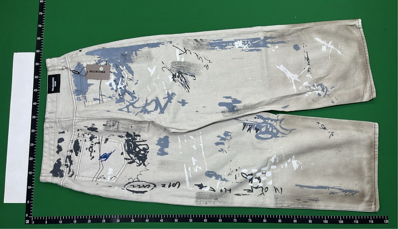 Abstract Graffiti Print Wide Leg Jeans for Men -4